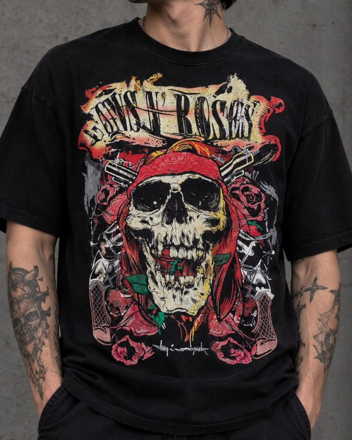 Polera Guns N' Roses Skull Bandana - Guns & Roses Vintage