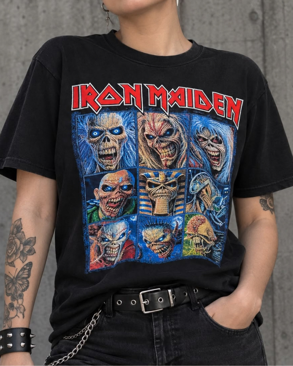 Polera Iron Maiden 9 Caras de Eddie