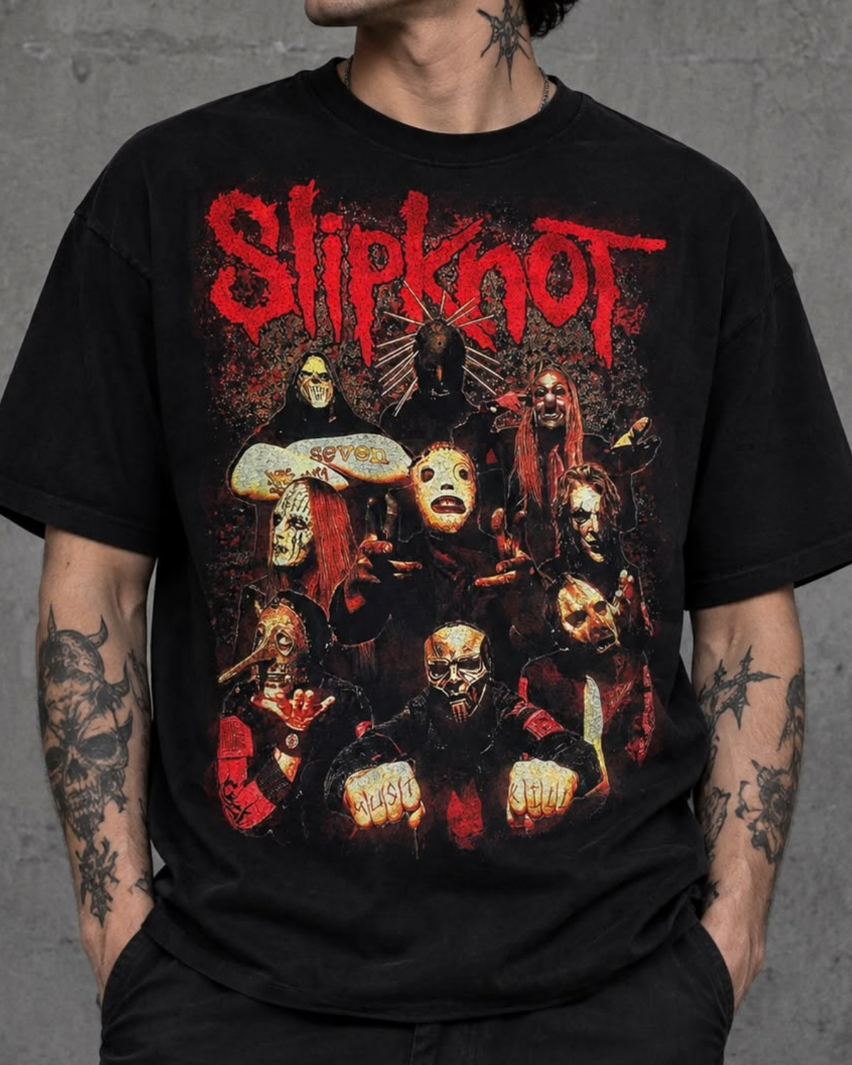 Polera Slipknot Members Vintage - Los 9 Integrantes